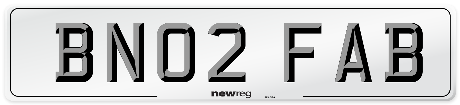 BN02 FAB Number Plate from New Reg